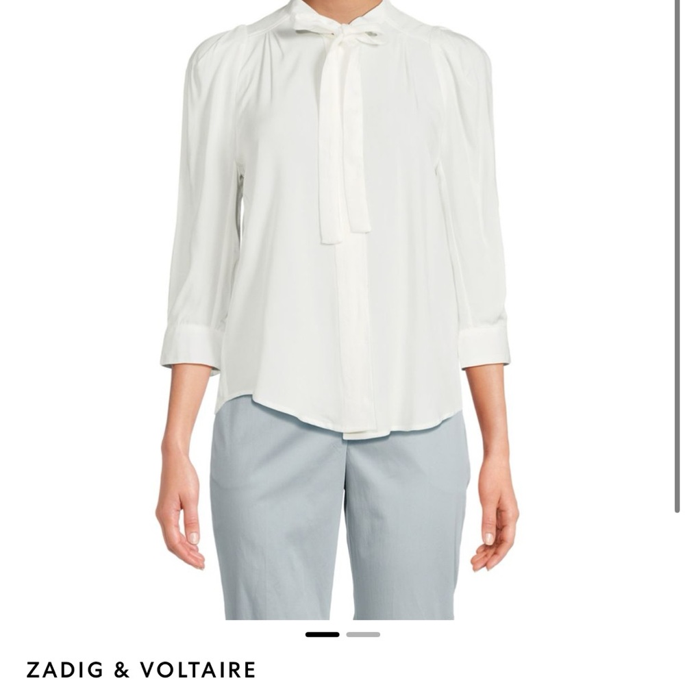 Zadig & Voltaire Cream Tie-Neck Blouse